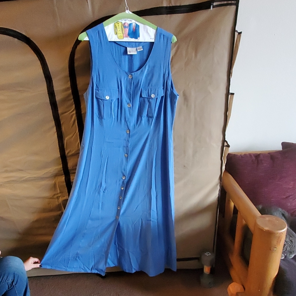 Reflections by Spiegel blue button down long dress